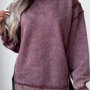 Sandalwood Mineral Wash Side Slit Sweatshirt