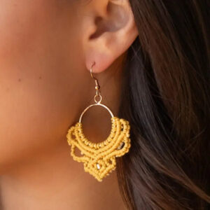 Mustard Statement Crochet Earrings