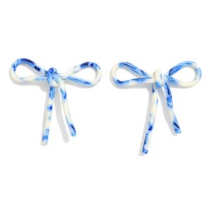 Blue Floral Bow Earrings