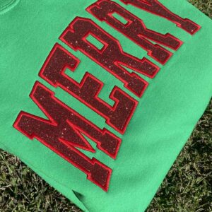 Merry Embroidered Glitter Applique Sweatshirts