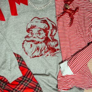 Gray Monochrome Glitter Santa Sweatshirt