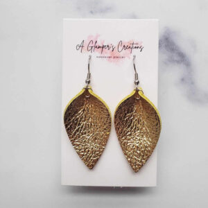 Gold Metallic Pinched Leather Earrings