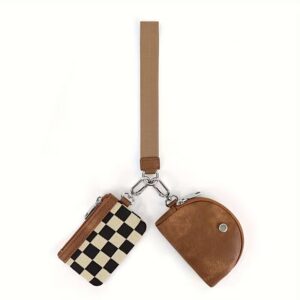 Checkered Dual Pouch Wristlet