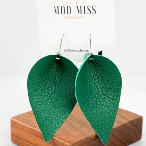 Leather Petal Earring - Kelly Green