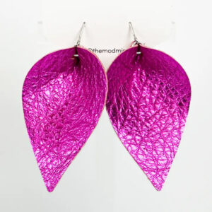 Leather Petal Earring - Metallic Showgirl Pink